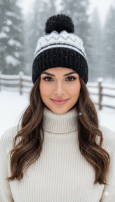 Ladies Warm Knitted Cap ZIGZAG-LEC04